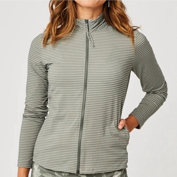 Carve Designs Lake Sunshirt Womens Moss Bayside Lightweight Zip Jacket Medium - Picture 1 of 5